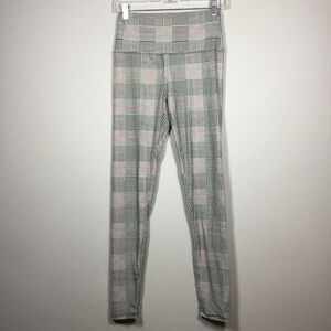 Plaid and houndstooth super soft and stretchy leggings black white coral size S